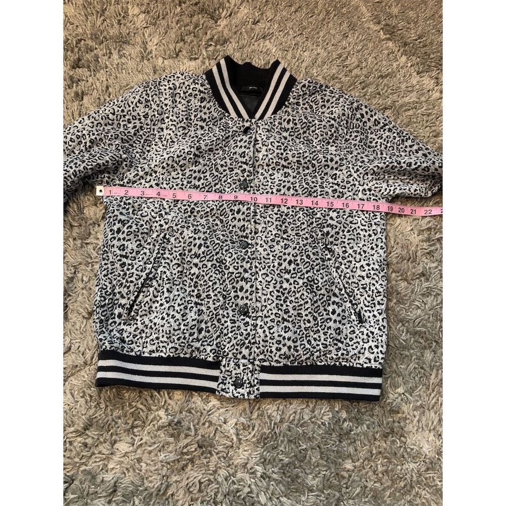 R13 Women's Leopard-Print Bomber Jacket Size L, Gray Black - Picture 4 of 10